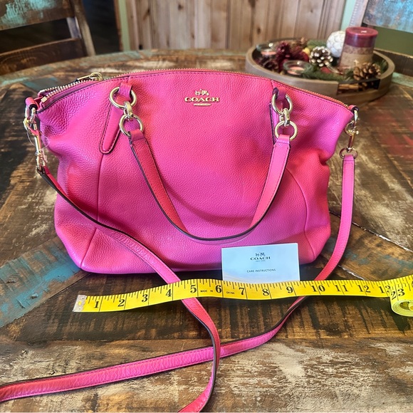 Coach Kelsey Small Satchel Pebble Pink Leather Crossbody Bag Authentic Pre-owned - Picture 2 of 9